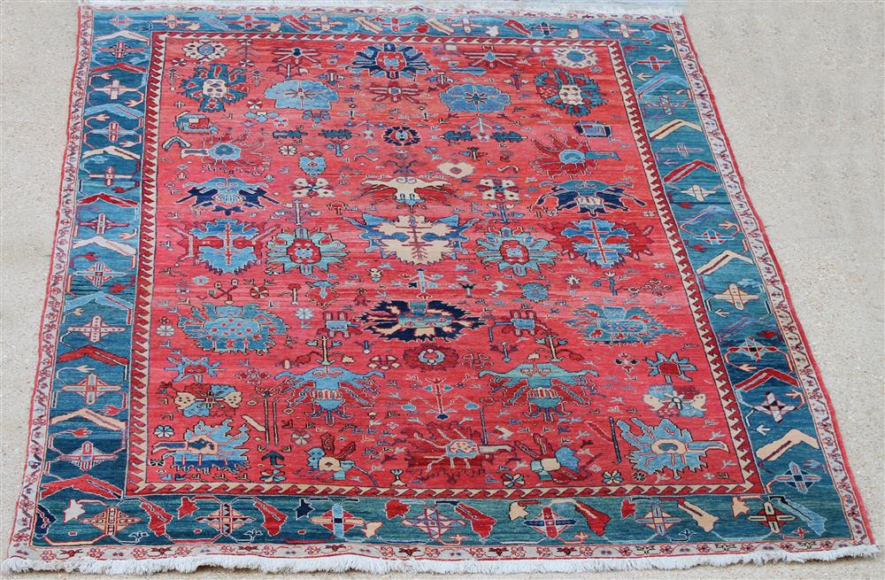 Appraisal: LARGE TURKISH AZERI WOOL RUG made with vegetable dyed wool