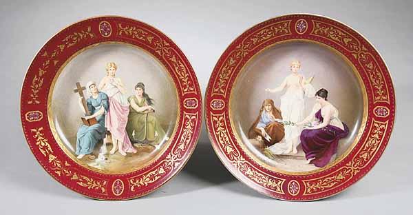 Appraisal: A Pair of Large German or Austrian Allegorical Cabinet Plates