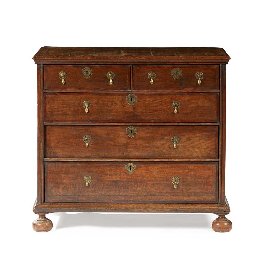 Appraisal: WILLIAM AND MARY OAK CHEST OF DRAWERS LATE TH CENTURY