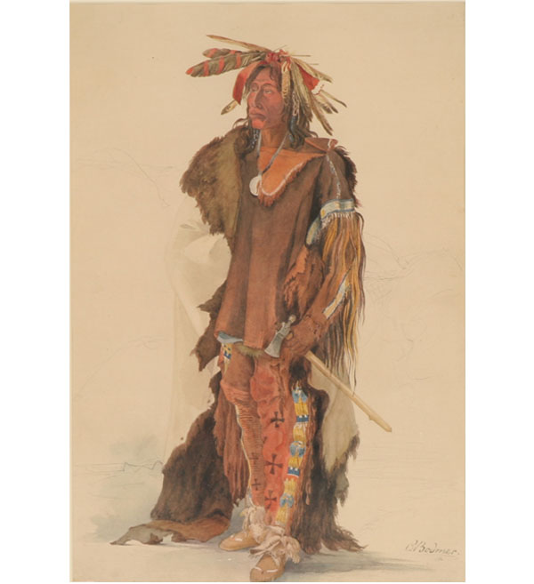 Appraisal: After Karl Bodmer Swiss - Native American warrior color print