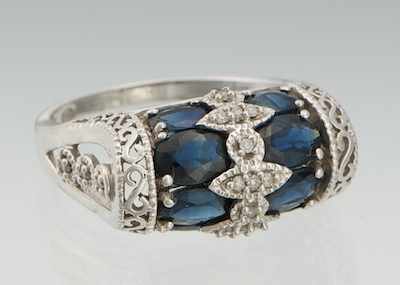 Appraisal: A Ladies' Sapphire and Diamond Ring k white gold domed