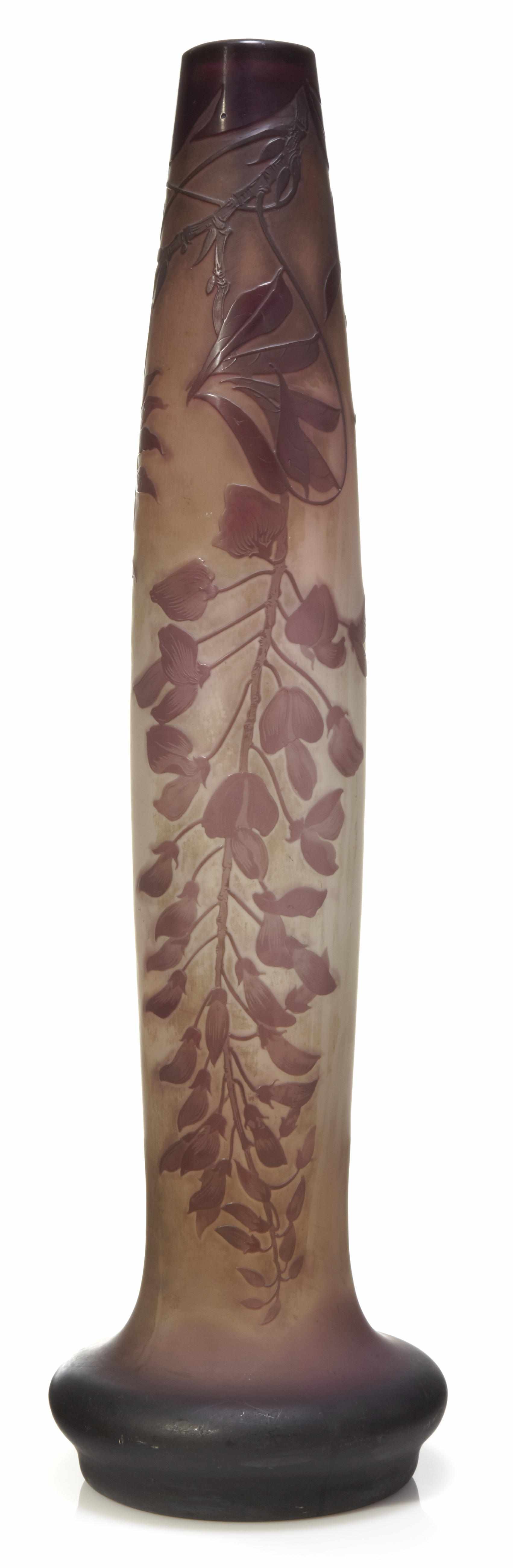 Appraisal: A Gall cameo glass Wisteria vase circa - signed Gall