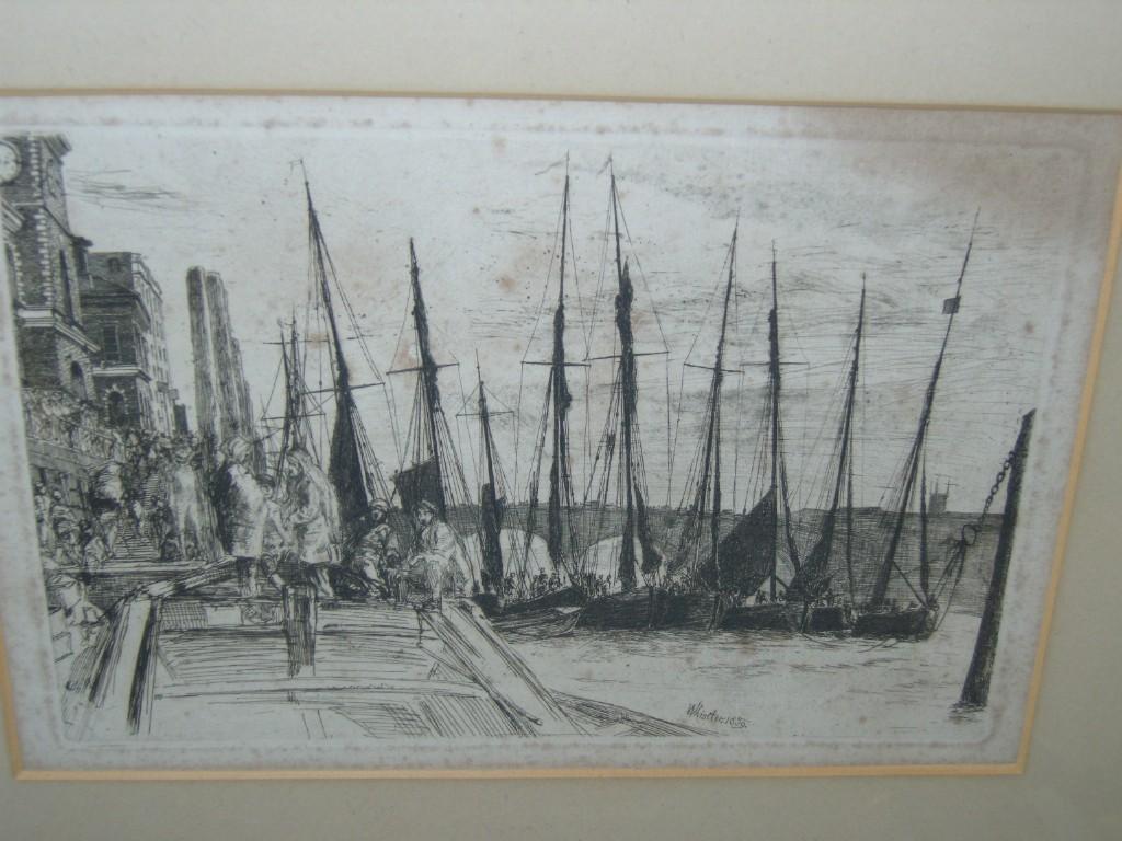 Appraisal: A th century black and white etching by Whistler of