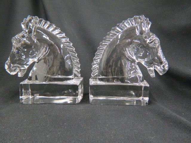 Appraisal: Pair of Heisey Glass Horsehead Bookends tall excellent