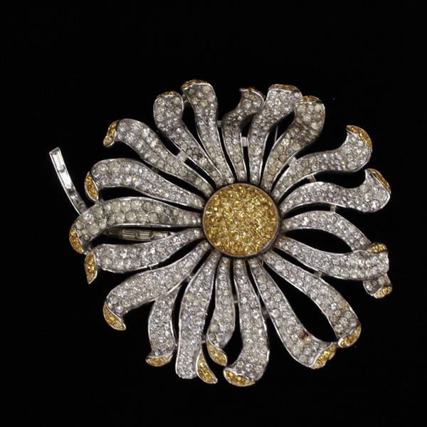 Appraisal: Trifari Alfred Philippe pave rhinestone sunflower daisy flower brooch pin