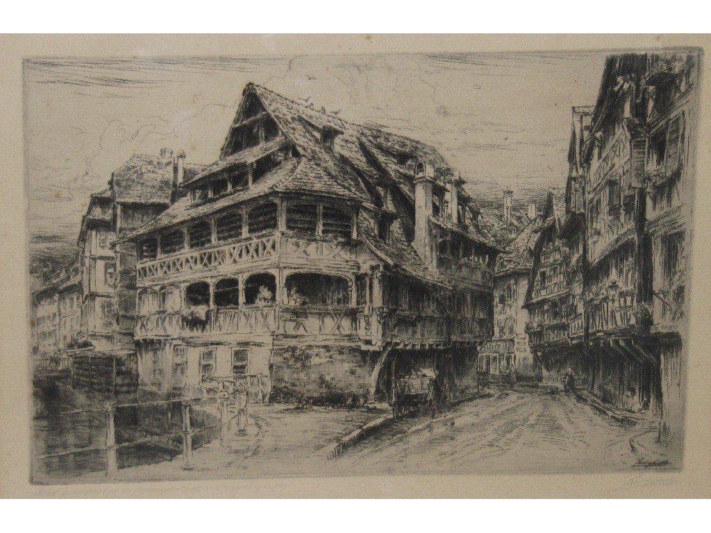 Appraisal: PAUL GLASSER Etching of a Continental Street scene signed on