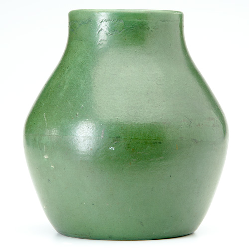 Appraisal: WHEATLEY Large bulbous vase covered in matte green glaze Stamped