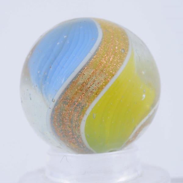 Appraisal: Yellow Sky Blue Ribbon Lutz Marble One side of ribbon