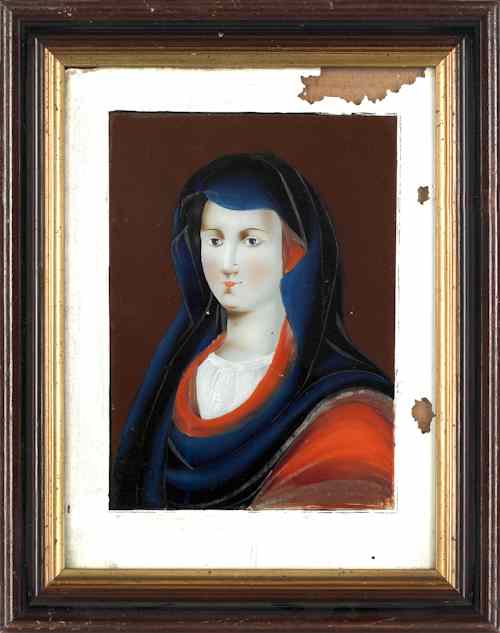 Appraisal: Reverse painted portrait of a woman th c x