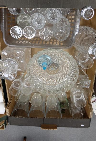 Appraisal: A collection of glassware including Crystal candlestick decanters bowls drinking