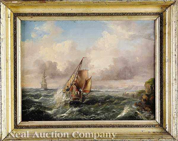 Appraisal: James Edwin Meadows English - Sailboat in Stormy Seas Off