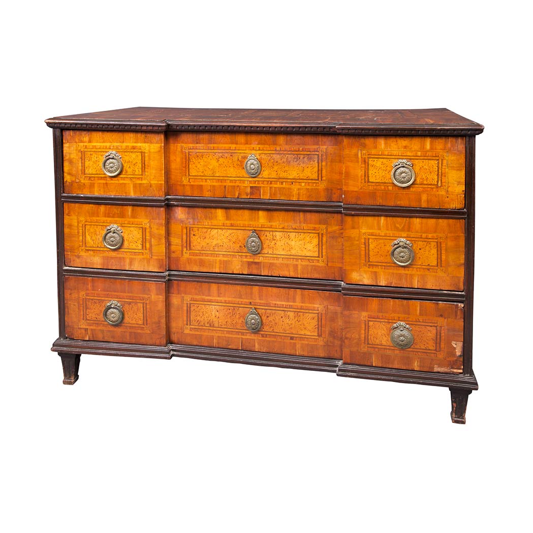 Appraisal: South German Neoclassical Walnut Birch and Penwork Commode Circa The