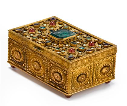 Appraisal: Austrian gilt metal 'jewel' mounted trinket box th century Of