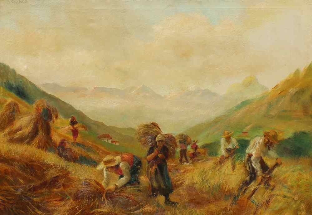 Appraisal: MALDARELLI Giuseppe Italian - Workers in a Landscape Haying Oil