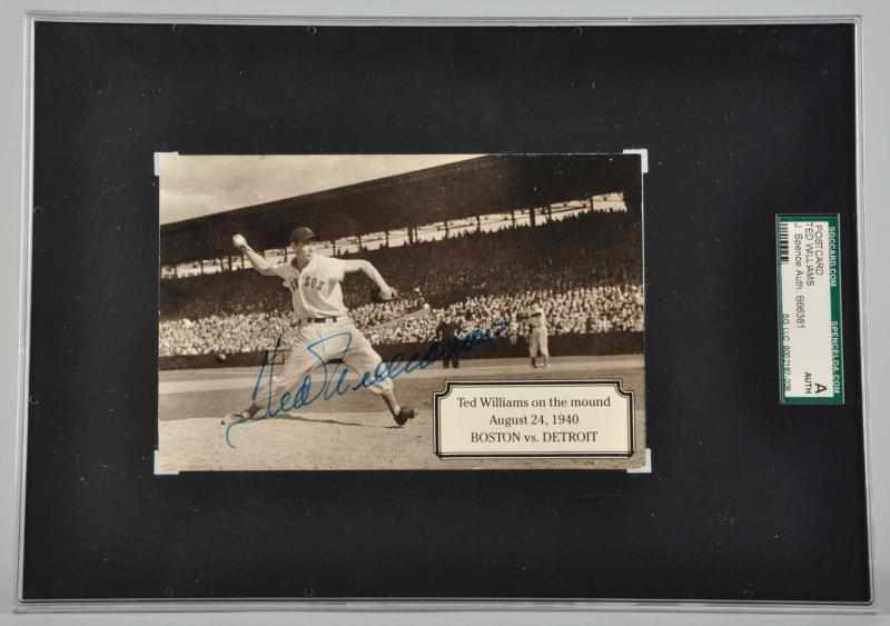 Appraisal: Encapsulated Ted Williams Autographed Postcard Description Marked Ted Williams on