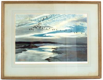 Appraisal: Peter Scott British - Geese in Flight two signed prints