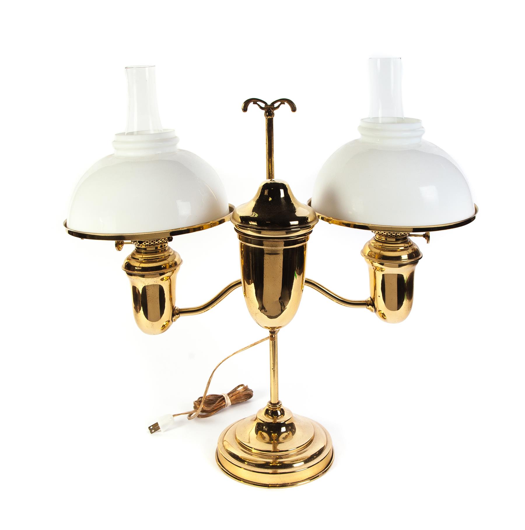 Appraisal: DOUBLE STUDENT LAMP American rd quarter- th century Brass with