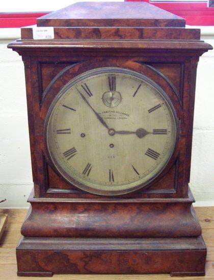 Appraisal: A late th Century mantel clock in a figured walnut