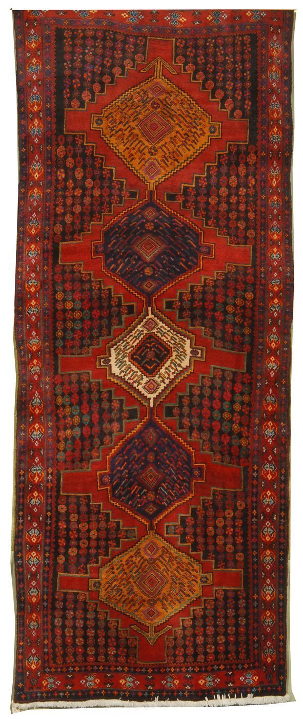 Appraisal: ORIENTAL RUG RUNNER PERSIAN ' x ' Five geometric linked