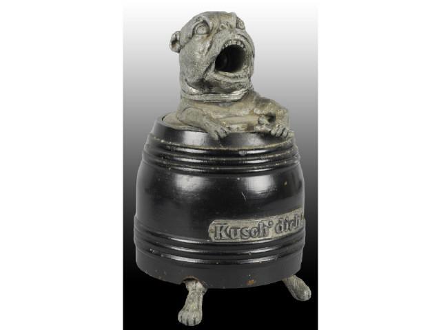 Appraisal: Dog in Barrel Cigar Cutter Description Depress dog and legs