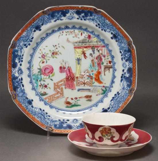 Appraisal: Chinese Export Famille Rose porcelain cup and saucer and a