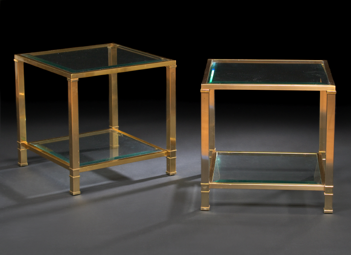 Appraisal: Pair of Gilt-Metal and Glass End Tables mid- th century