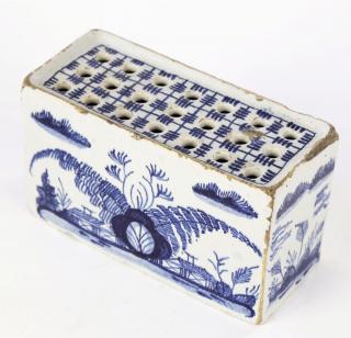 Appraisal: Delft Blue and White Glazed Flower Brick thc Dutch School