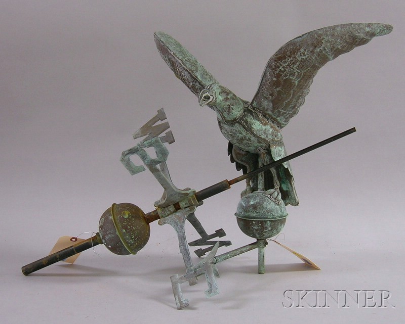 Appraisal: Patinated Molded Copper Full-bodied Eagle Weather Vane with directionals eagle