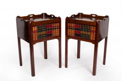 Appraisal: A pair of George III style mahogany tray top bedside