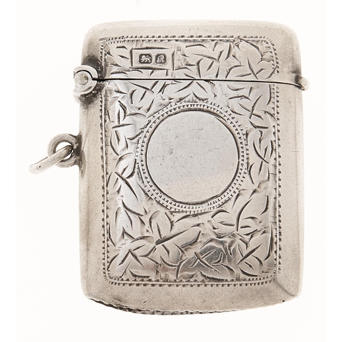 Appraisal: A George V silver vesta case engraved with leaves mm