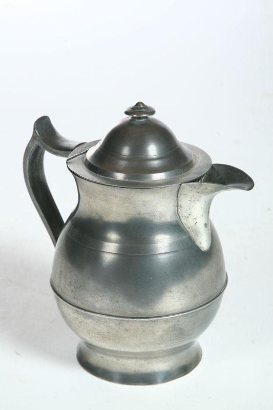 Appraisal: PEWTER PITCHER American th century Covered water pitcher Attributed to