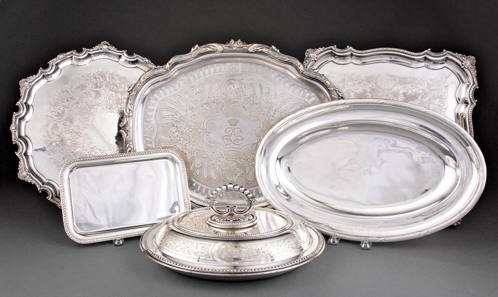 Appraisal: Silverplate Group caviar server entree dish oval platter and trays