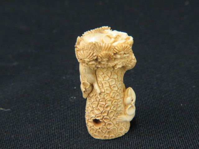 Appraisal: Carved Ivory Netsuke of Three Mice on a tree trunk