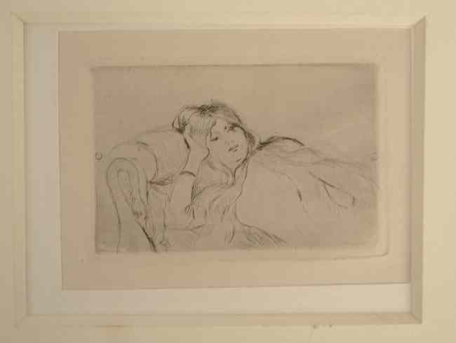 Appraisal: Drypoint drawing woman by Berthe Morisot France - Titled ''Girl