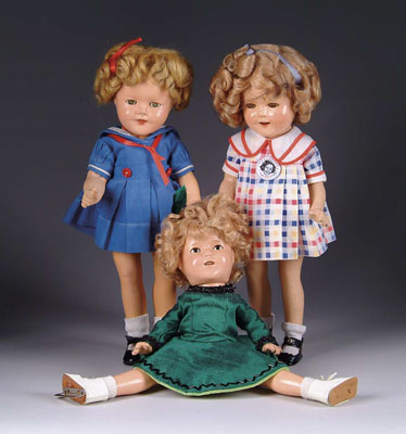 Appraisal: THREE COMPOSITION SHIRLEY TEMPLE DOLLS Two are t One with