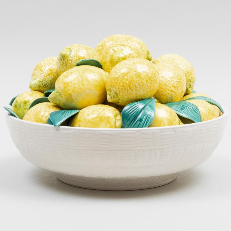 Appraisal: Este for Tiffany Co Faience Bowl of Lemons Black printed