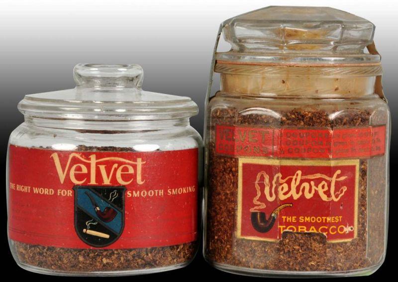 Appraisal: Lot of Velvet Tobacco Jars Description First measures - x