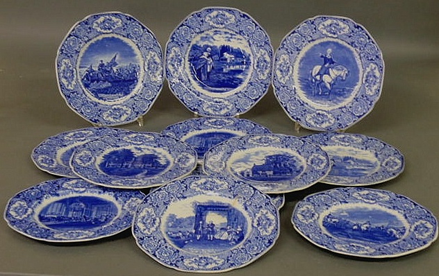 Appraisal: Twelve blue transfer decorated George Washington Bicentenary Memorial plates by