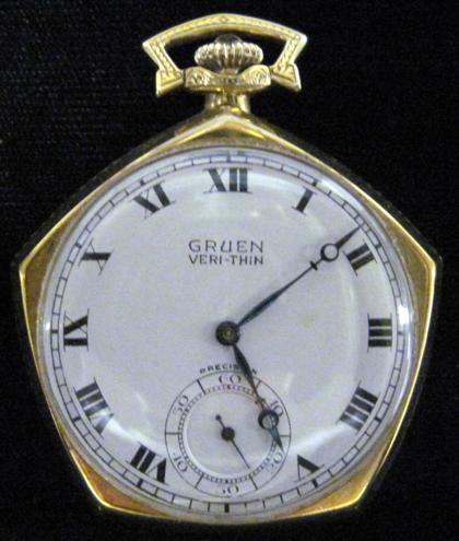 Appraisal: Yellow gold filled open face pocket watch Gruen Watch Co