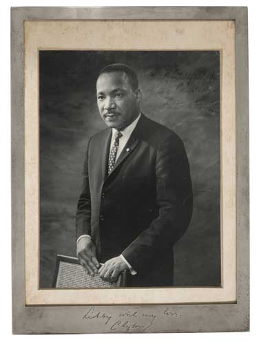 Appraisal: KING MARTIN LUTHER JR Photograph Signed and Inscribed t o