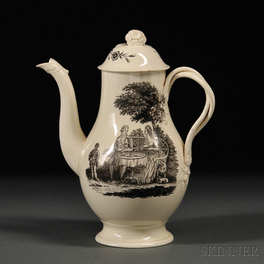 Appraisal: Staffordshire Cream-colored Earthenware Coffeepot and Cover England c pear shape