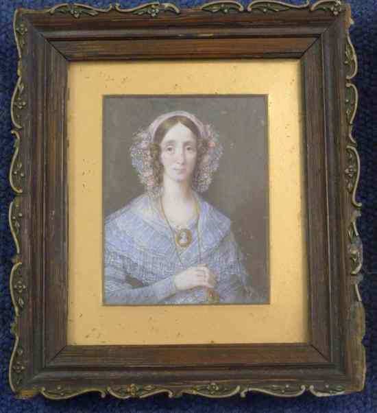 Appraisal: Victorian School two oils on ivory Miniatures of a lady