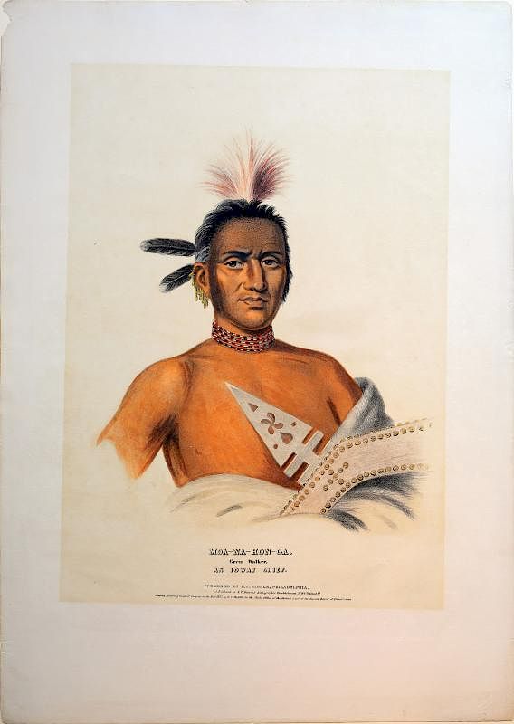 Appraisal: Engraved Indian Portrait by McKenney Hall Moa-Na-Hon-Ga Great Walker An