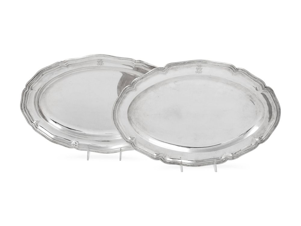 Appraisal: A Near Pair of German Silver Serving Platters A Near