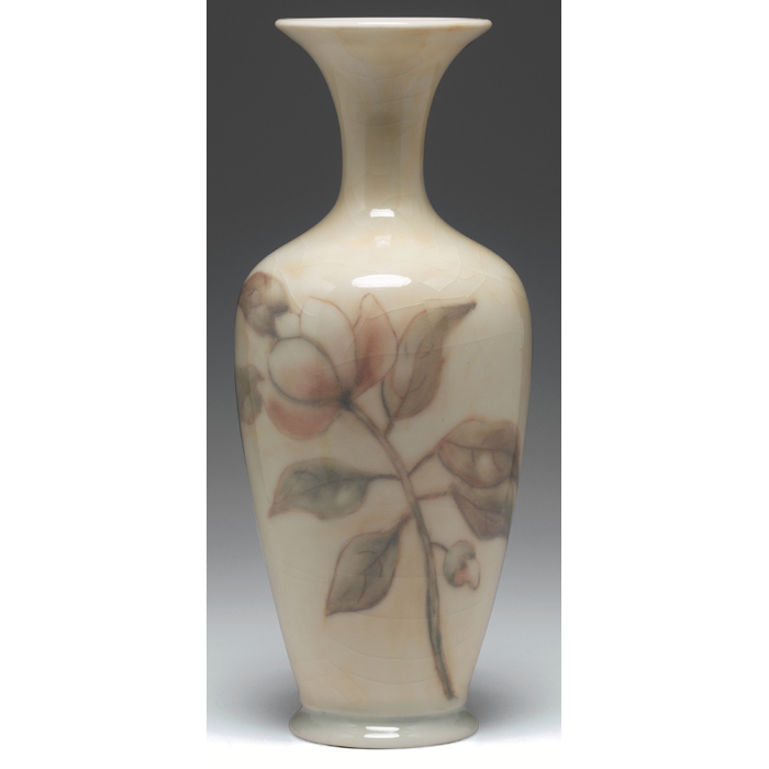 Appraisal: Tall Rookwood vase graceful shouldered shape in a Porcelain glaze