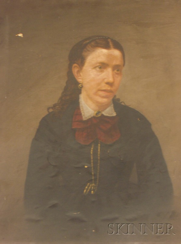 Appraisal: Unframed Oil on Paper Portrait of a Woman unsigned mounted