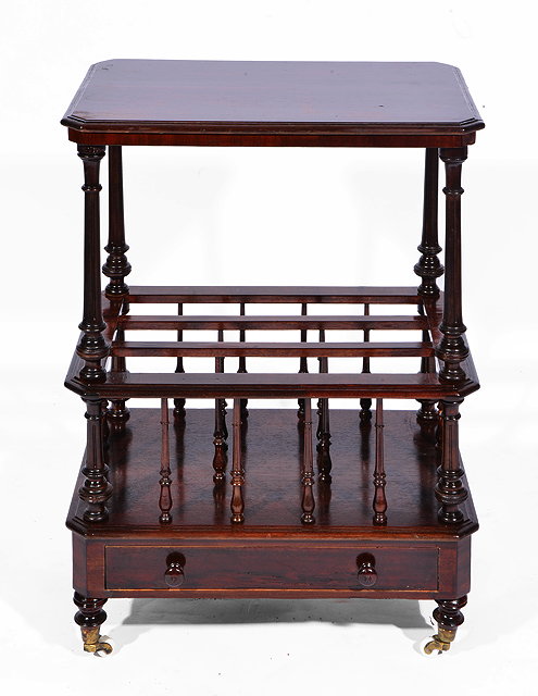 Appraisal: A VICTORIAN MAHOGANY CANTERBURY OCCASIONAL TABLE with rectangular top and