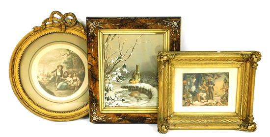 Appraisal: Trio of small prints in early frames Francesco Bartolozzi Italian