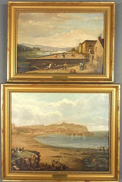 Appraisal: - Oil on board painting View of Scarborough unsigned site-