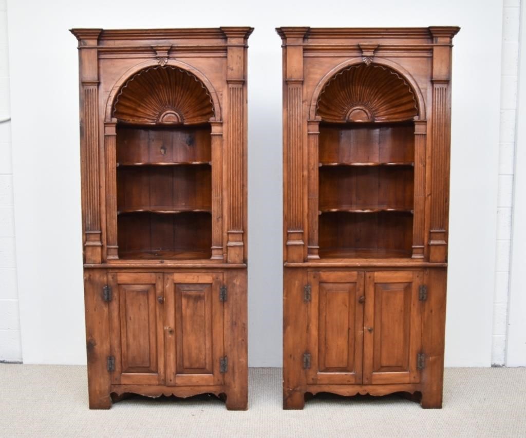 Appraisal: Pair of Chippendale style pine open top barrel back corner